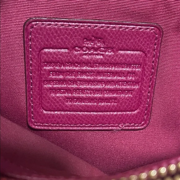 Coach Magenta Leather Satchel with Scarf Accent Key Holder CALLOUTS - Picture 12 of 16
